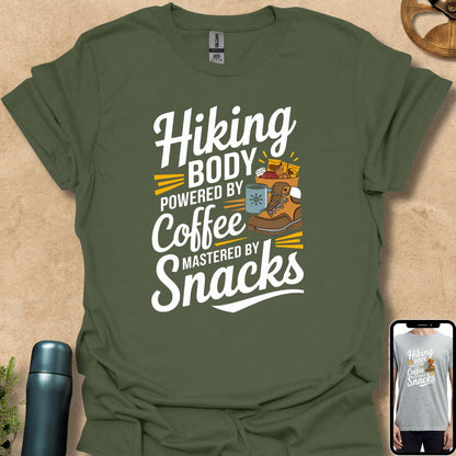 T-Shirt Military Green / S Hiking Body Powered by Coffee Mastered by Snacks