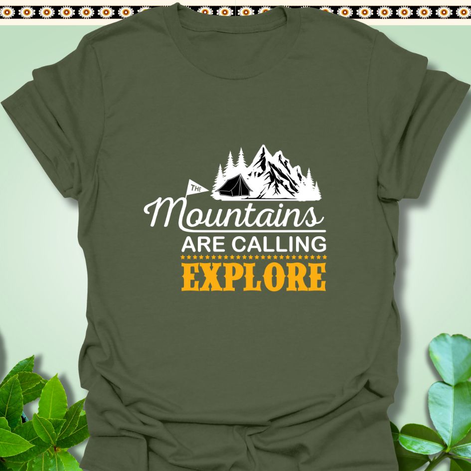 T-Shirt Military Green / S Mountains Are Calling Explore T-Shirt  TrekForte Adventure Apparel