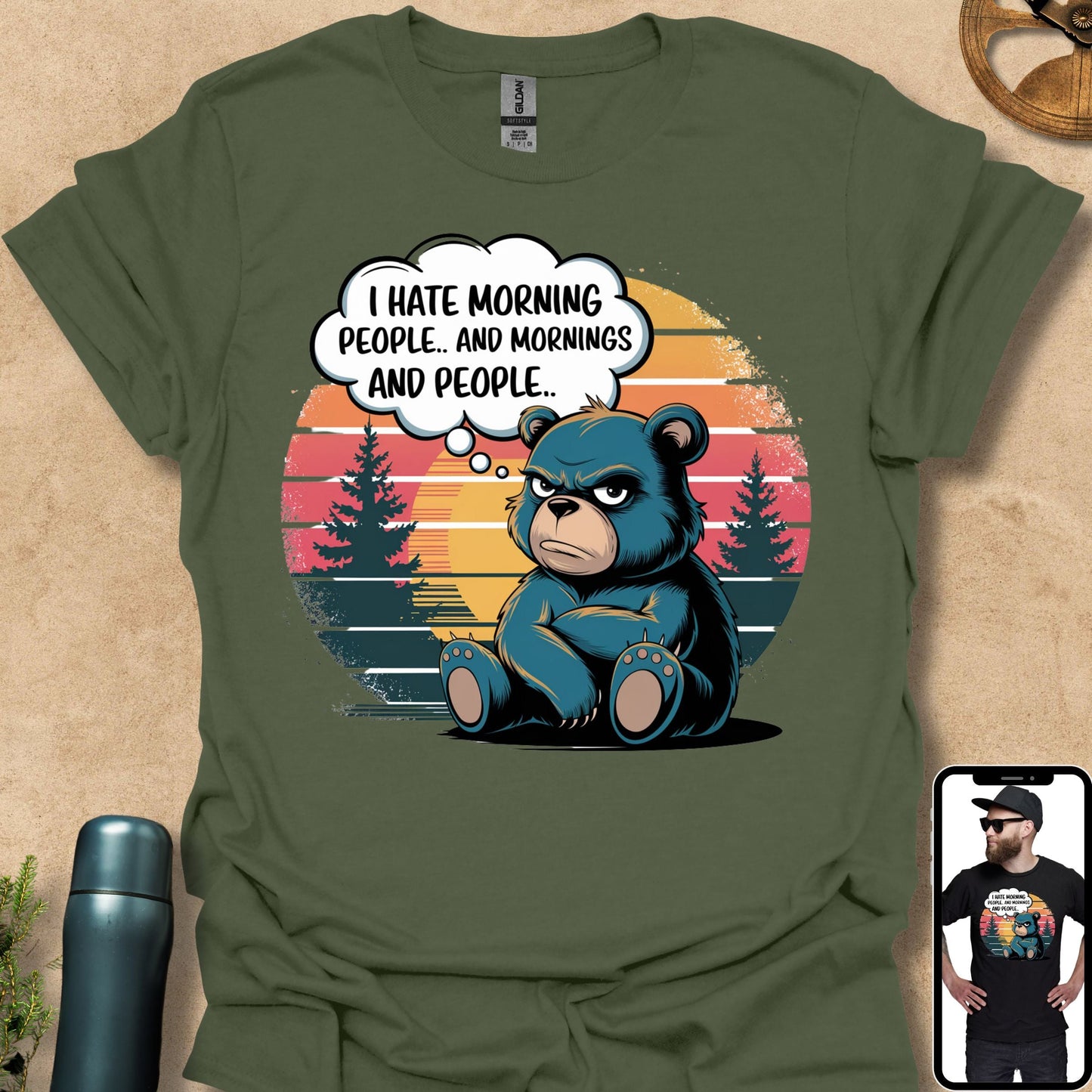 T-Shirt Military Green / S Not a Morning Bear