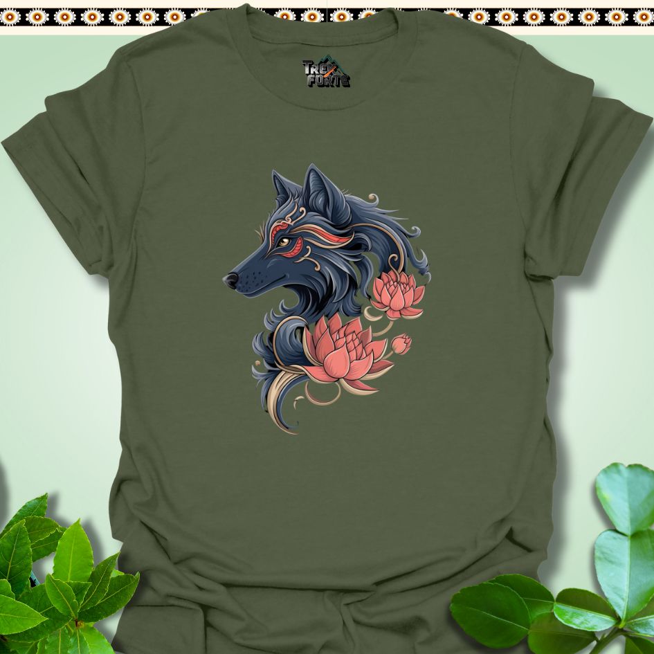 T-Shirt Military Green / S Regal Blossom The Wolf's Gaze Funny T-Shirt | TrekForte Apparel