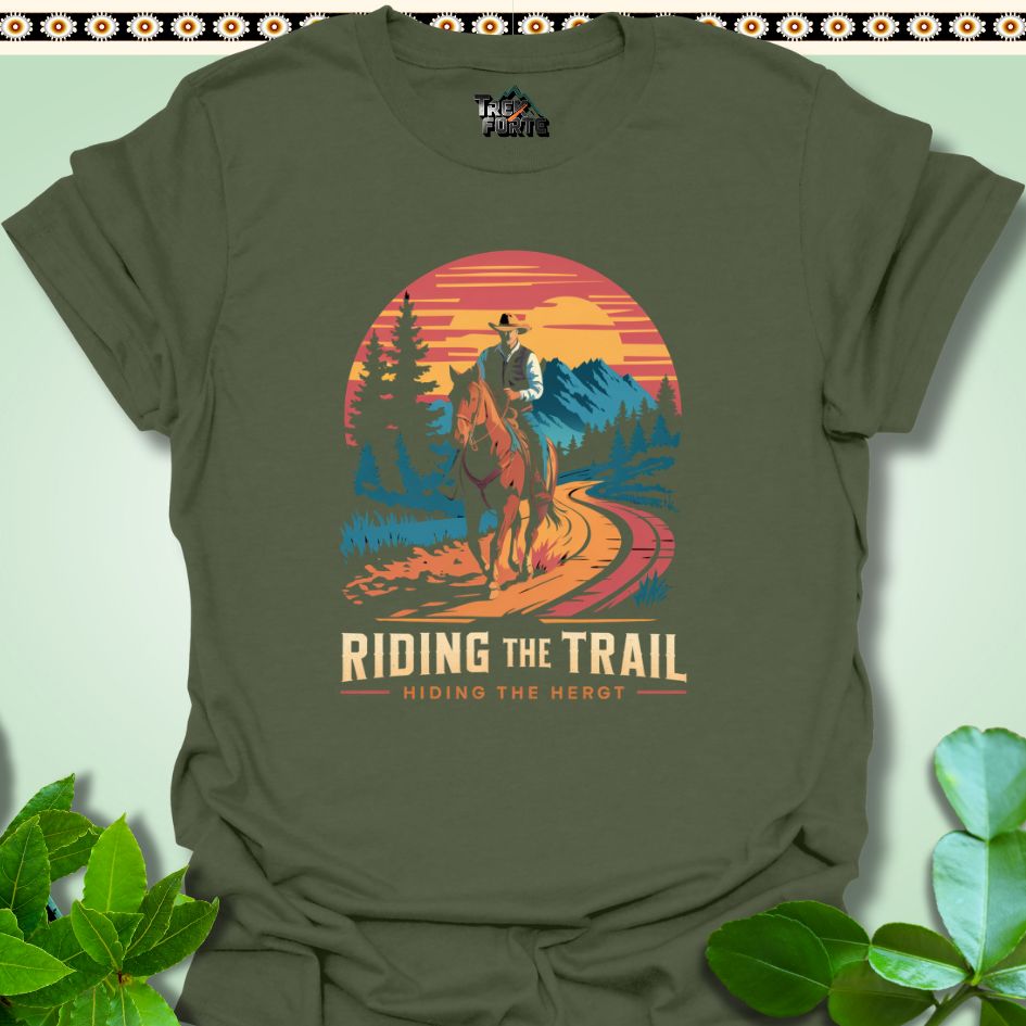 T-Shirt Military Green / S Riding the Trail Hiking the Heights T-Shirt  TrekForte Adventure Apparel