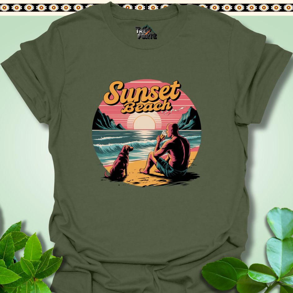 T-Shirt Military Green / S Sunset Beach Serenity Funny T-Shirt | TrekForte Apparel