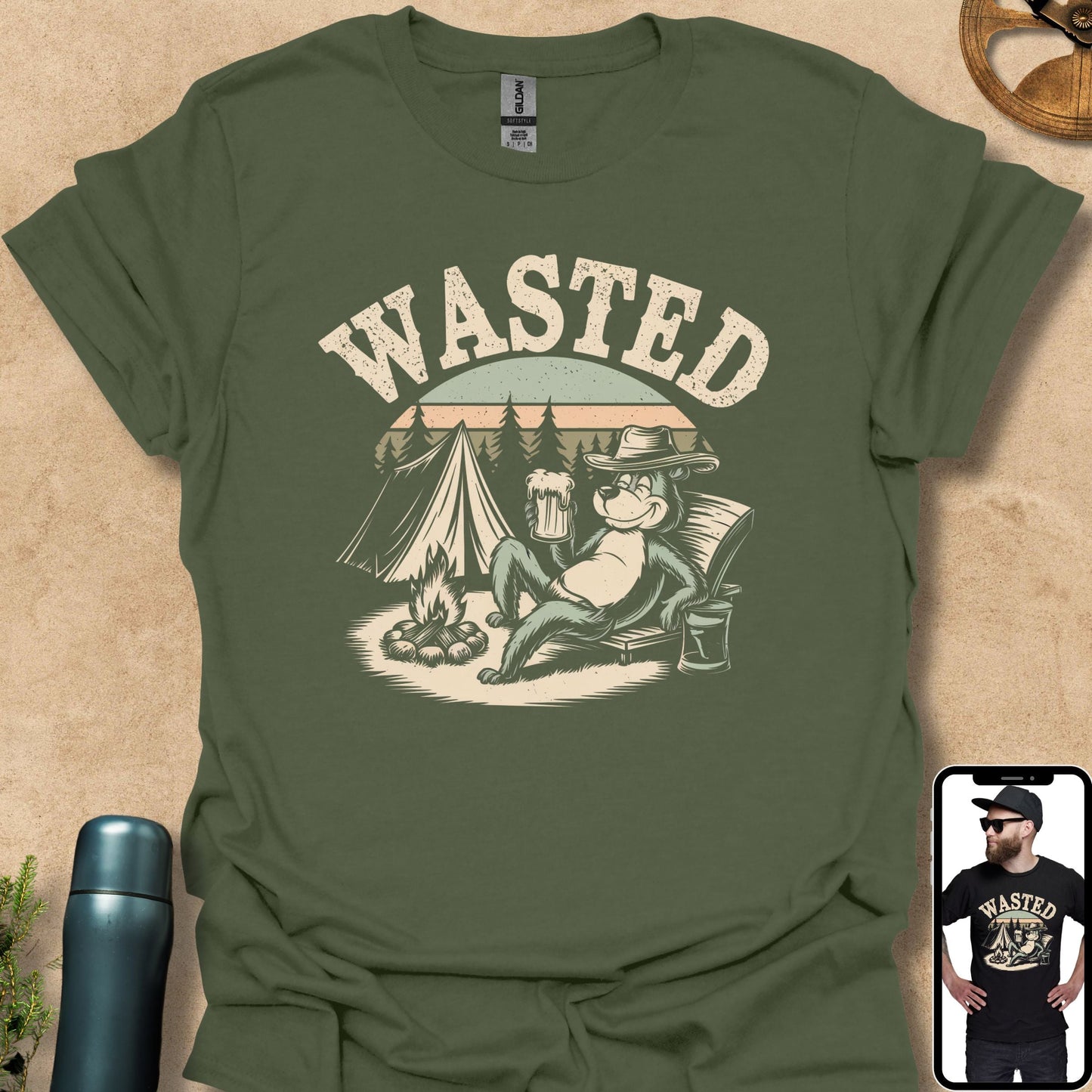 T-Shirt Military Green / S WASTED Vintage Camping Vibes