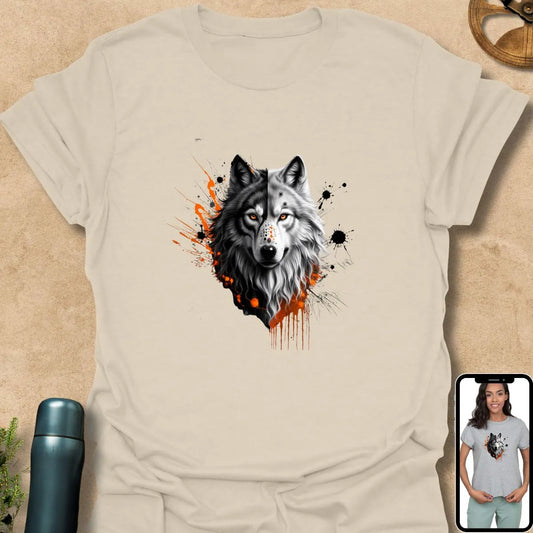 T-Shirt Natural / S Batik Rorschach Wolf