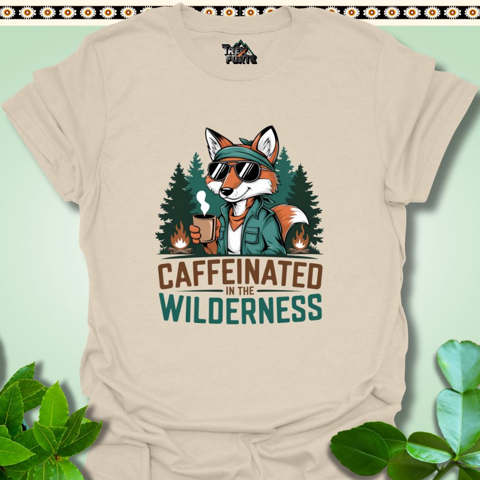 T-Shirt Natural / S Caffeinated In The Wilderness Funny T-Shirt | TrekForte Apparel