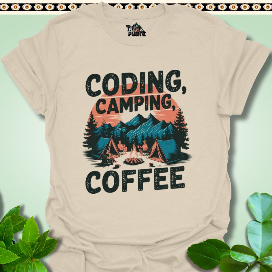 T-Shirt Natural / S Coding Camping Coffee Funny T-Shirt | TrekForte Apparel