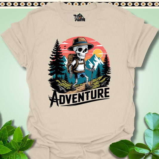 T-Shirt Natural / S Eternal Wanderer Hiking with a Skeleton Crew Funny T-Shirt | TrekForte Apparel