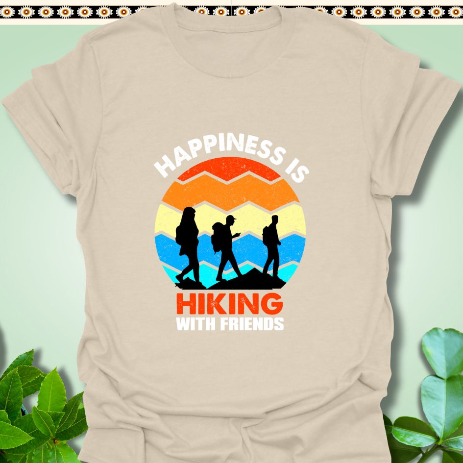 T-Shirt Natural / S Happiness Is Hiking With Friends T-Shirt  TrekForte Adventure Apparel