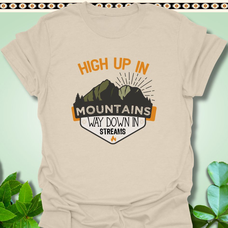 T-Shirt Natural / S High Up In The Mountains T-Shirt  TrekForte Adventure Apparel