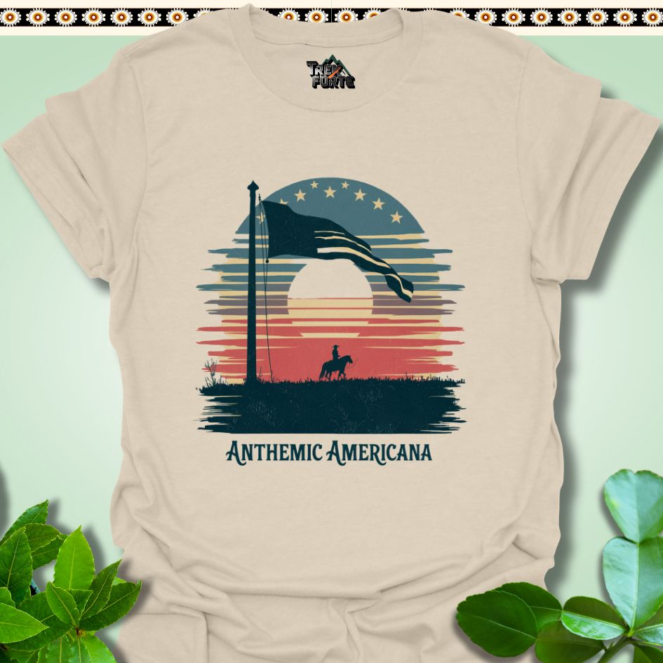 T-Shirt Natural / S Sunset Frontier Anthemic Americana Funny T-Shirt | TrekForte Apparel