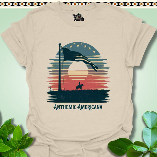 T-Shirt Natural / S Sunset Frontier Anthemic Americana Funny T-Shirt | TrekForte Apparel