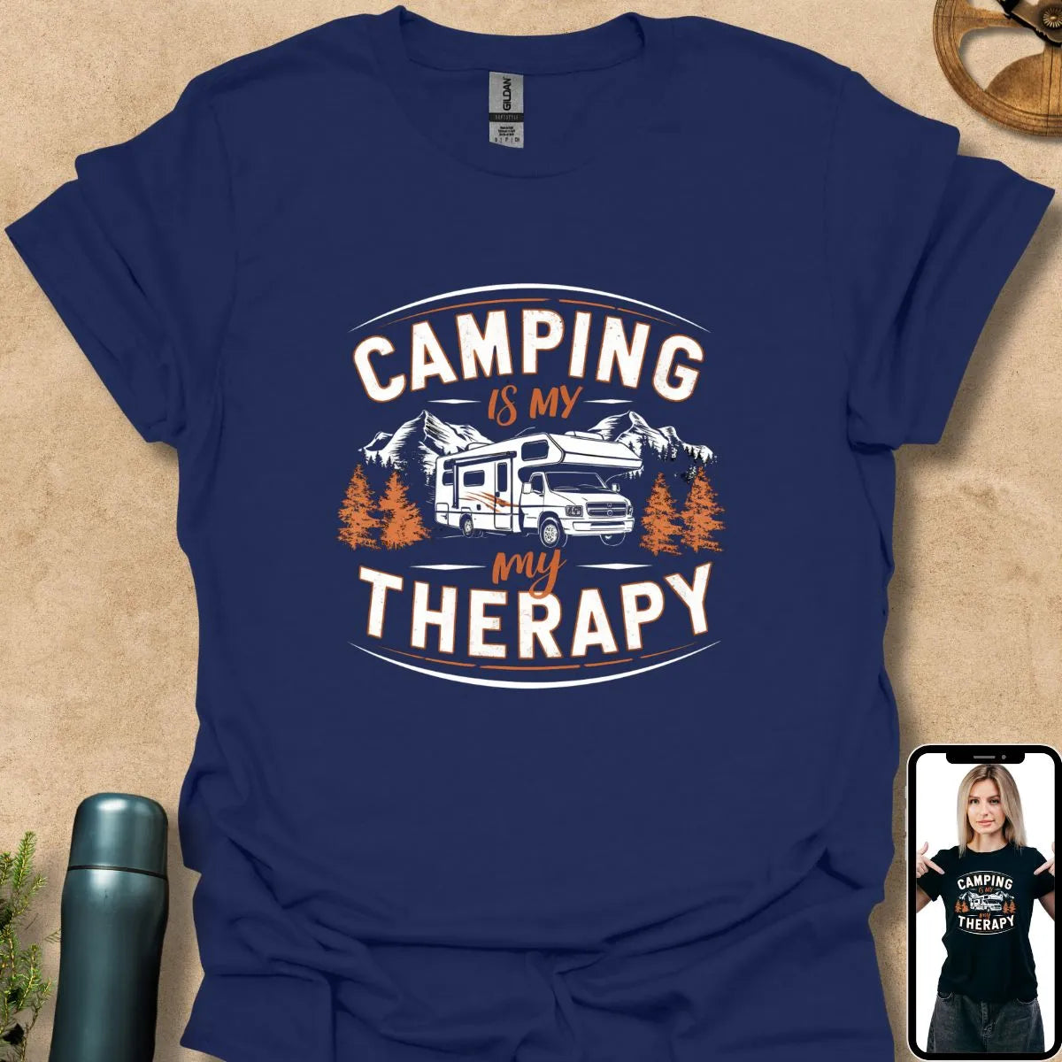 T-Shirt Navy / S Camping is My Therapy