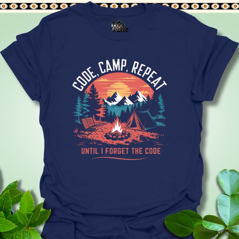 T-Shirt Navy / S Code Camp Repeat Funny T-Shirt | TrekForte Apparel