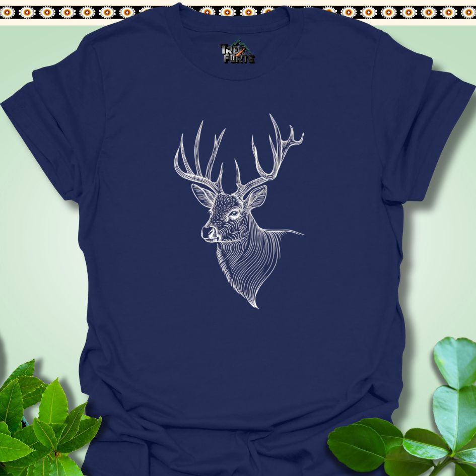 T-Shirt Navy / S Majestic Deer Outline line art Funny T-Shirt | TrekForte Apparel