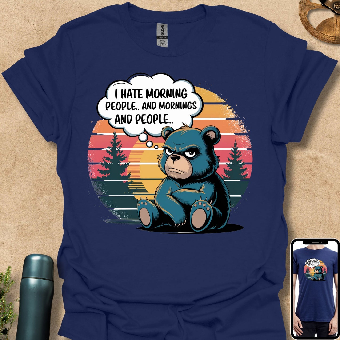 T-Shirt Navy / S Not a Morning Bear