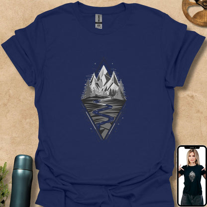 T-Shirt Navy / S Peaks and Pines Geometry