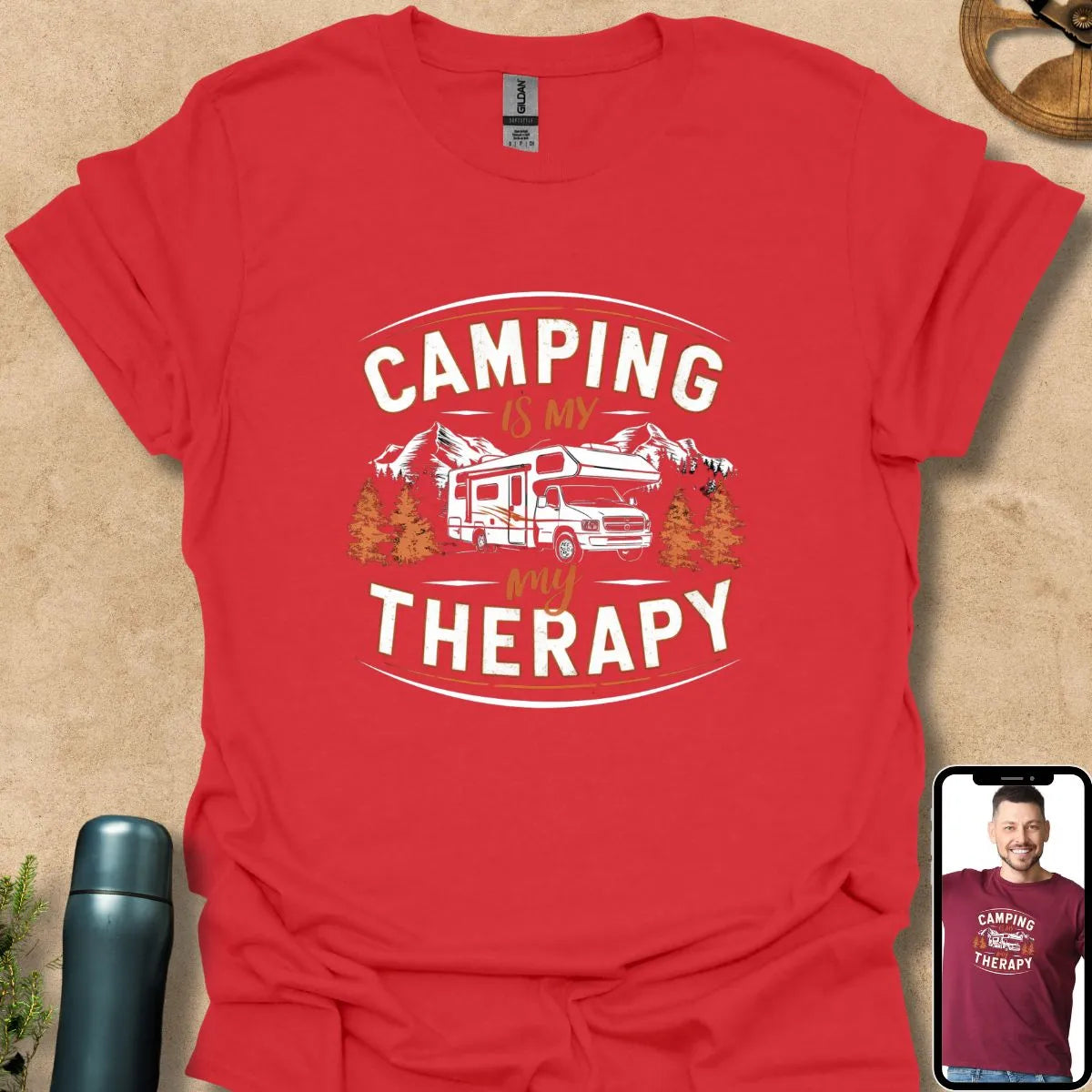 T-Shirt Red / S Camping is My Therapy