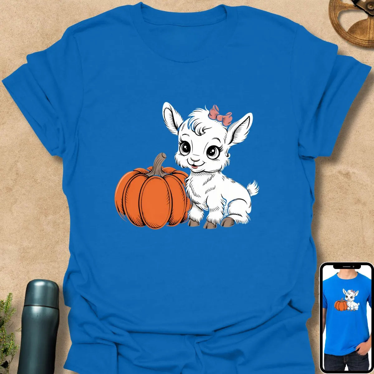 T-Shirt Royal / S Autumn Cutie Baby Goat & Pumpkin