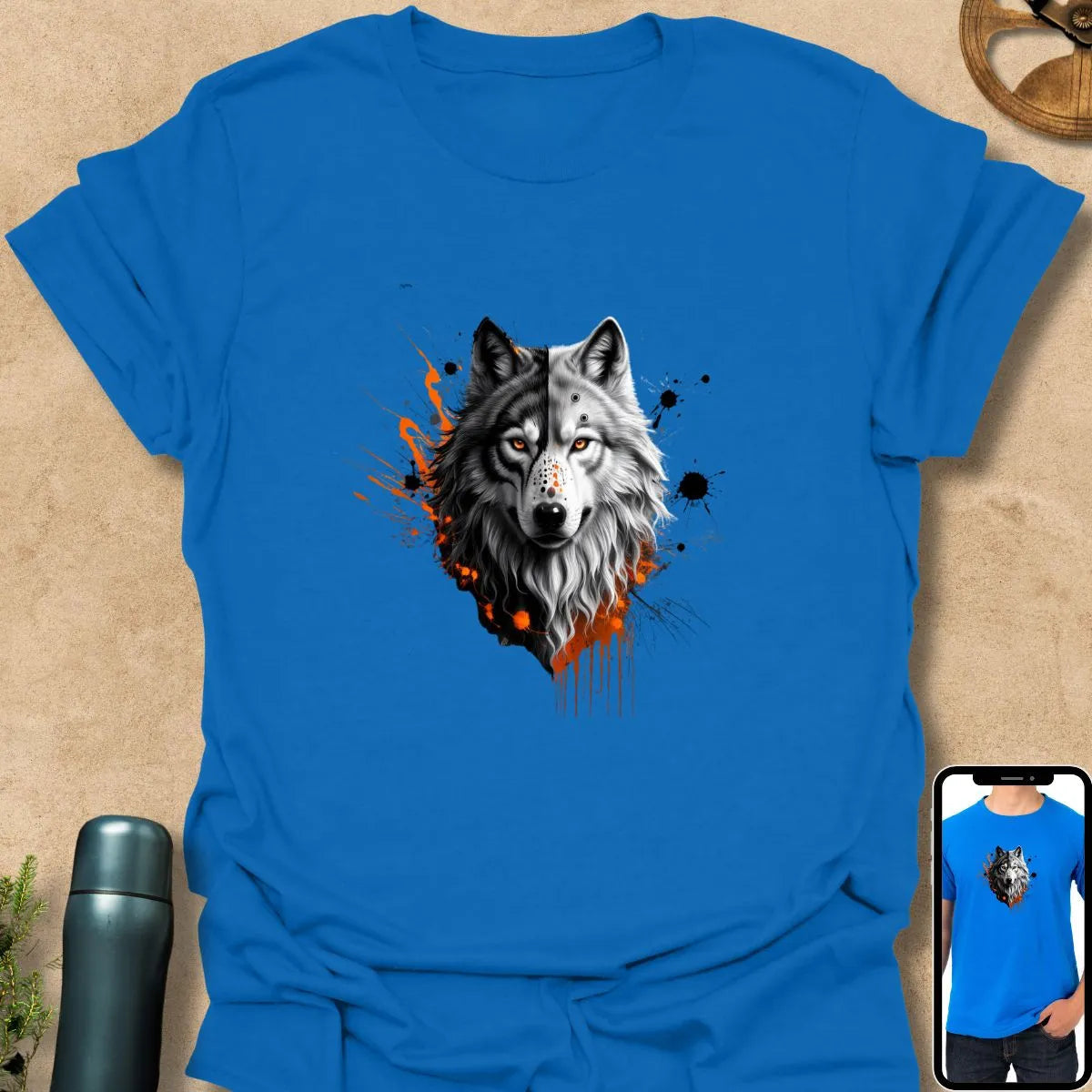 T-Shirt Royal / S Batik Rorschach Wolf