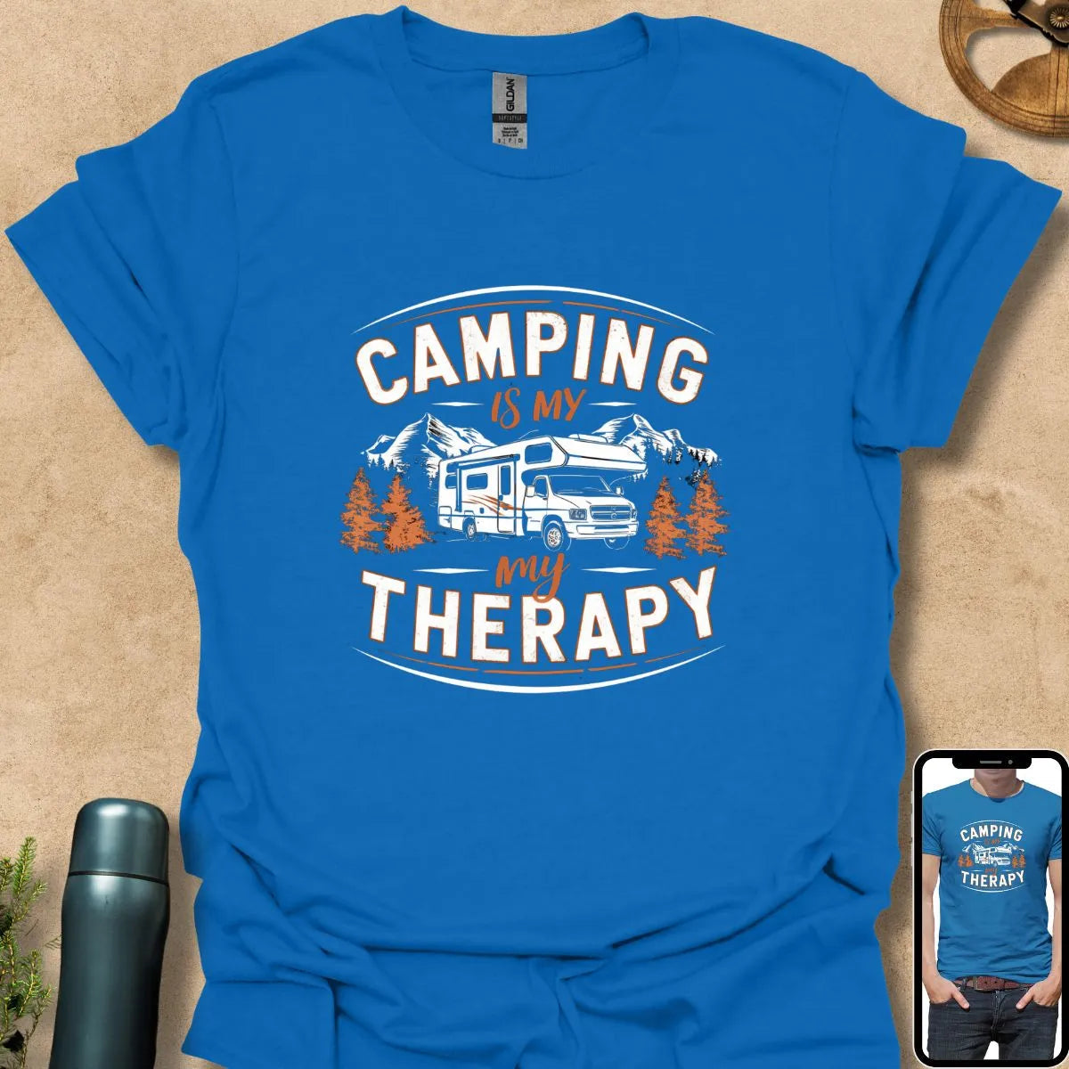 T-Shirt Royal / S Camping is My Therapy