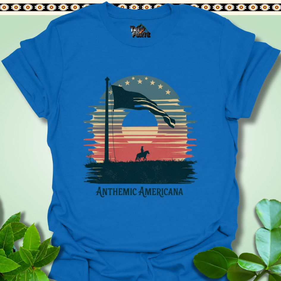 T-Shirt Royal / S Sunset Frontier Anthemic Americana Funny T-Shirt | TrekForte Apparel