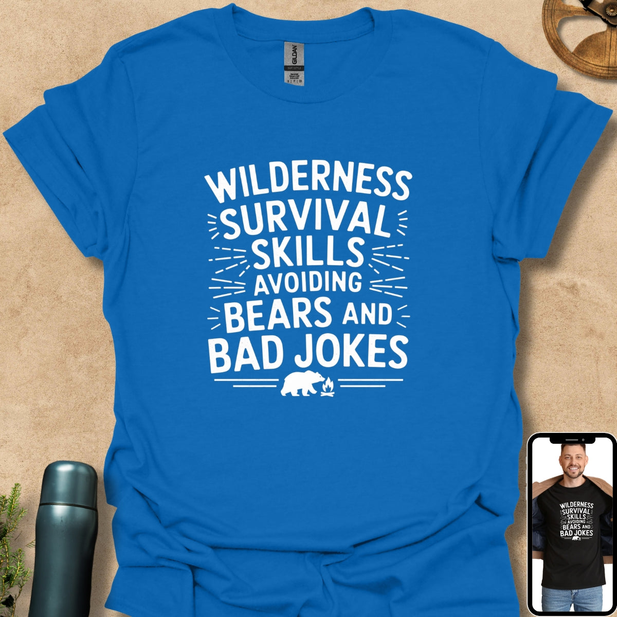 T-Shirt Royal / S Wilderness Survival Skills Avoiding Bears and Bad Jokes