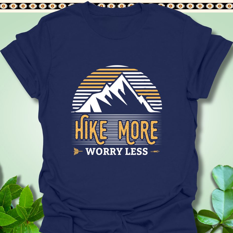 T-Shirt S / Navy Hike More Worry Less T-Shirt  TrekForte Adventure Apparel