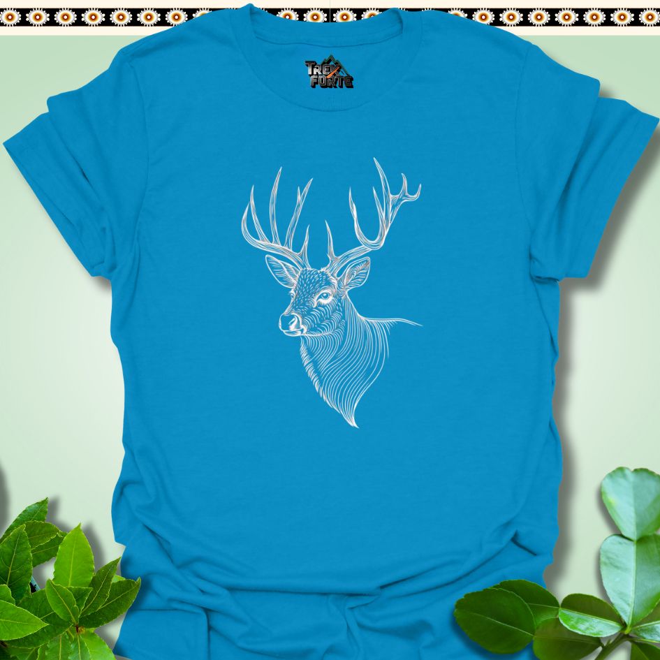 T-Shirt Sapphire / S Majestic Deer Outline line art Funny T-Shirt | TrekForte Apparel