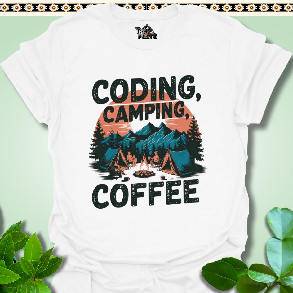 T-Shirt White / S Coding Camping Coffee Funny T-Shirt | TrekForte Apparel